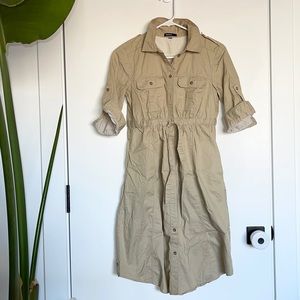 Gap Maternity Khaki Tan Shirtdress Sz XS Adjustable Dress for Pregnancy